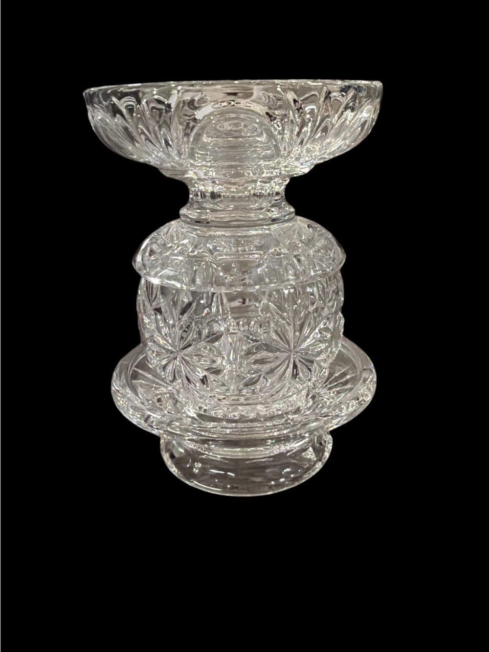 PARTYLITE #P7405 SALZBURG 24% LEAD CRYSTAL CANDLE HOLDER / 3 PC STACKABLE